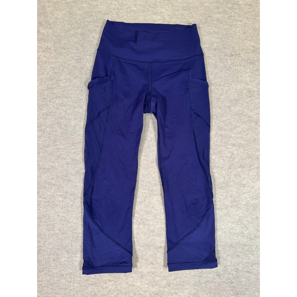 Lululemon Leggings‎ Womens 4 Blue Capri High Rise Mesh Pockets Running Yoga